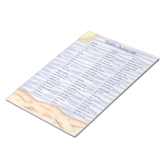 Vacation Packing List Notepad (Angled)