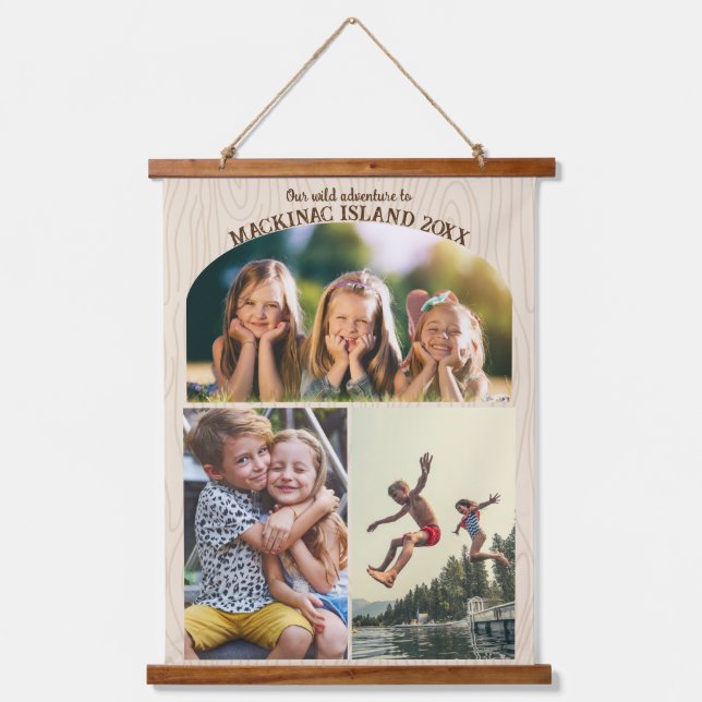 Vacation Photo Collage Family Reunion Memory Album Hanging Tapestry (Front)