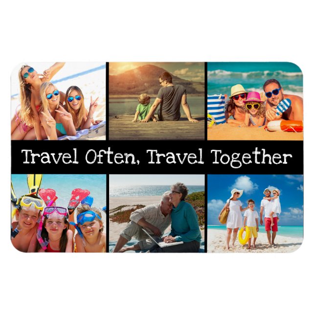 Vacation Photo Collage Travel Often Together  Magnet (Horizontal)