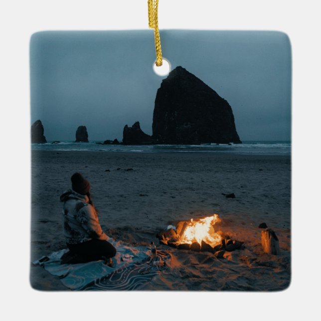 Vacation Photo, Vacation Keepsake Gift Christmas Ceramic Ornament (Front)