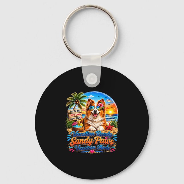 Vacation ready beach dog adventure  key ring (Front)
