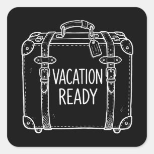 Vacation Ready Luggage Sketch Square Sticker