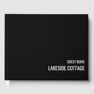 Vacation Rental Black Minimalist Modern Airbnb Guest Book