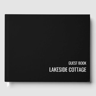 Vacation Rental Black Minimalist Modern Airbnb Guest Book
