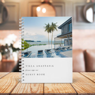 Vacation Rental Guest Feedback Elegant White Photo Notebook