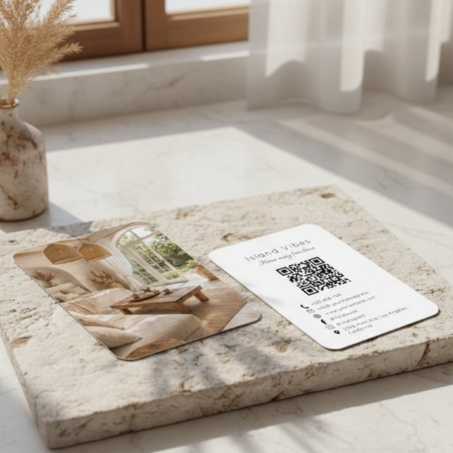 Vacation Rental Guest House Photo QR Code Business Card (Creator Uploaded)