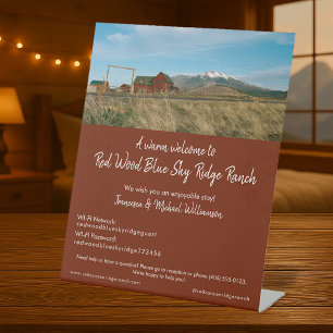 Vacation Rental Guest Welcome & WIFI-Custom Photo Pedestal Sign