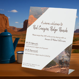 Vacation Rental Guest WIFI & Welcome-Custom Photo Pedestal Sign