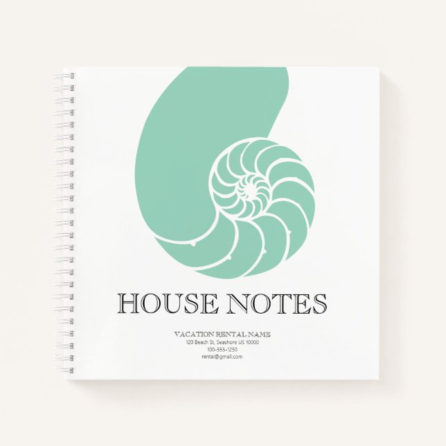  Vacation Rental HOUSE NOTES - NAUTILUS Notebook (Front)