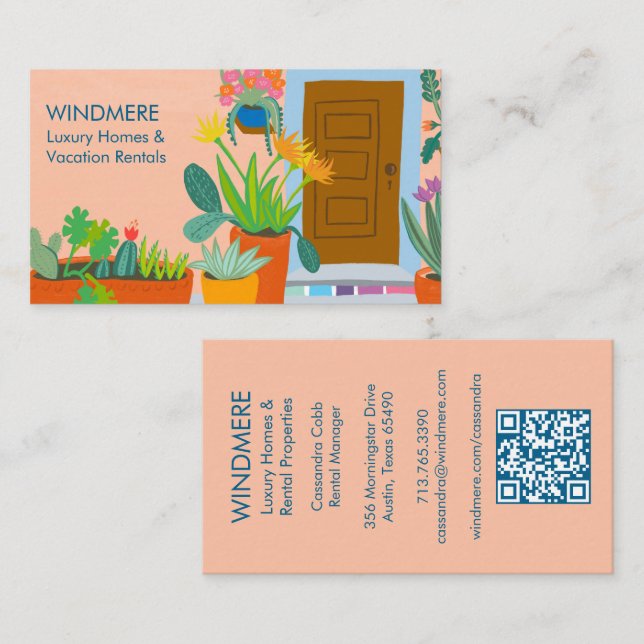 Vacation Rental Real Estate Agent Realtor QR Code Business Card (Front/Back)