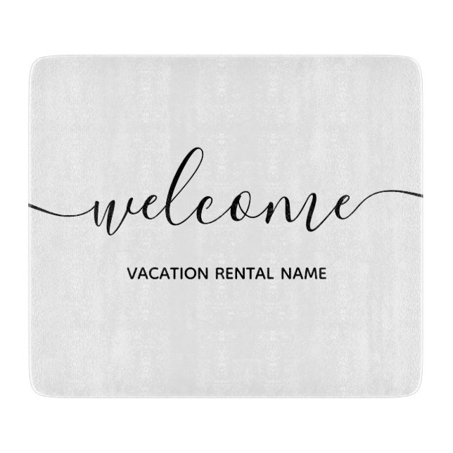Vacation Rental White Welcome Kitchen Cutting Board (Front)