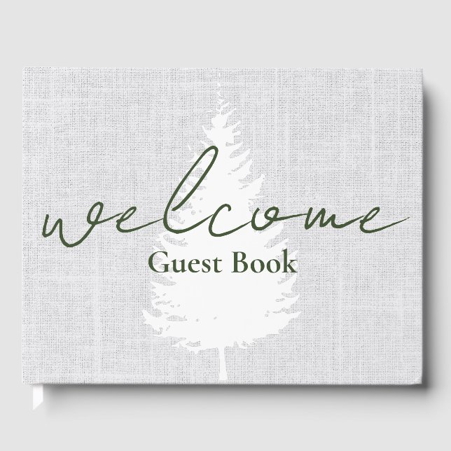 Vacation Rental Woven Tree Grey Airbnb Guest Book (Front)
