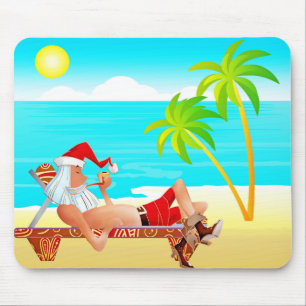 vacation santa claus mouse pad