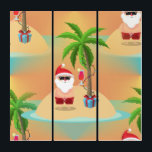 vacation santa tropical beach christmas triptych<br><div class="desc">"vacation santa tropical beach christmas ",  "vacation santa claus ", christmas, "funny christmas", "santa claus", "christmas july", "tropical santa", "tropical christmas",  "vacation santa", "summer santa"</div>