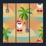 vacation santa tropical beach christmas triptych<br><div class="desc">"vacation santa tropical beach christmas ",  "vacation santa claus ", christmas, "funny christmas", "santa claus", "christmas july", "tropical santa", "tropical christmas",  "vacation santa", "summer santa"</div>
