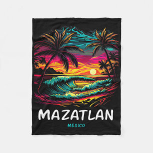 Vacation Souvenir Palm Tree Mazatlan Fleece Blanket