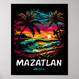 Vacation Souvenir Palm Tree Mazatlan Poster