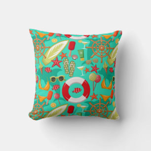 vacation summer beach pattern cushion