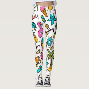 vacation summer beach pattern for fun leggings