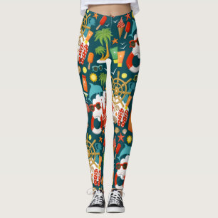 vacation summer party beach pattern leggings
