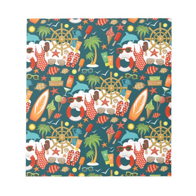 vacation summer party beach pattern  notepad (Front)