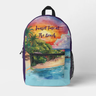 Vacation, Sunset Time at The Beach, Summer Printed Backpack