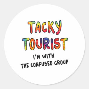 Vacation Tacky Tourist Costume Tie Dye Tacky Trave Classic Round Sticker