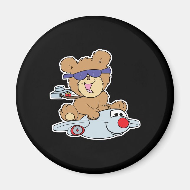 vacation teddy bear in plane magnet (Front)
