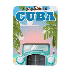 Vacation to cuba travel poster magnet