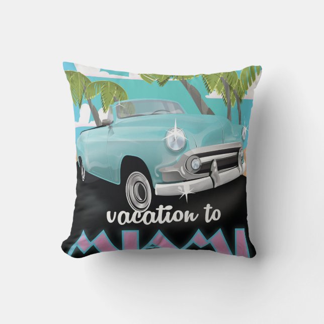 Vacation to Miami Travel poster Cushion (Front)