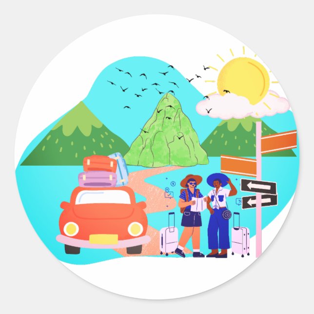 Vacation Trip Classic Round Sticker (Front)