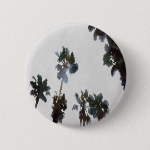 Vacation Tropical Palms Artistic Watercolor 6 Cm Round Badge