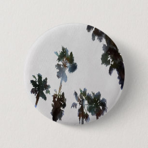 Vacation Tropical Palms Artistic Watercolor 6 Cm Round Badge