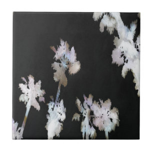 Vacation Tropical Palms Artistic Watercolor Silhou Ceramic Tile