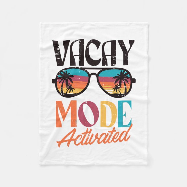 Vacation Vacay Mode Activated Palm Tree Summer Wom Fleece Blanket (Front)