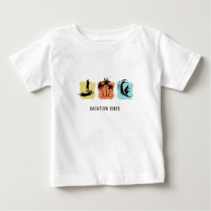 VACATION VIBES Print Modern White Baby Tshirt