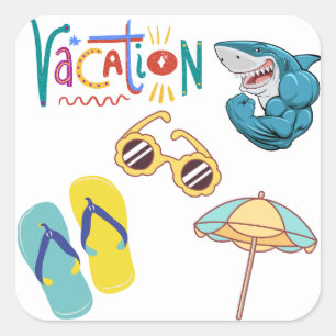 vacation vibes square sticker