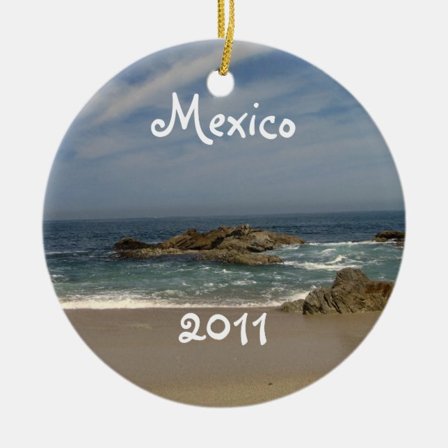 Vacation View; Mexico Souvenir Ceramic Ornament (Front)
