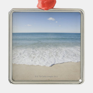 'Vacation' written on sandy beach, Nantucket Metal Ornament