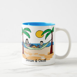 Vacationing couple - custom colour Two-Tone coffee mug