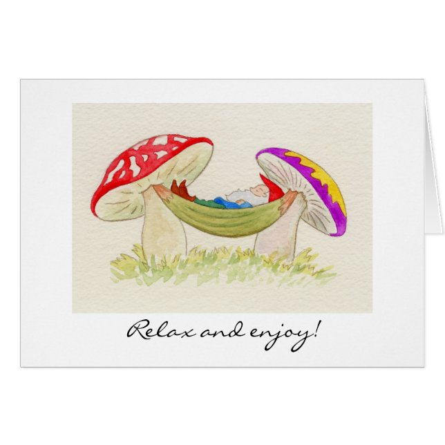 Vacationing Gnome card (Front Horizontal)