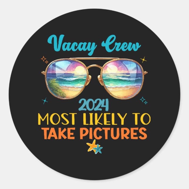 Vacay crew 2024 classic round sticker (Front)
