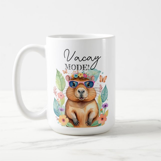 Vacay Mode Capybara Tropical Funny Mug (Left)