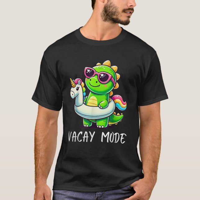 Vacay Mode Cute Dinosaur Funny Family Vacation Gif T-Shirt (Front)