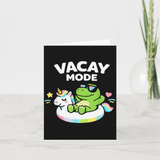 Vacay Mode Cute Dinosaur Unicorn Float Vacation Card