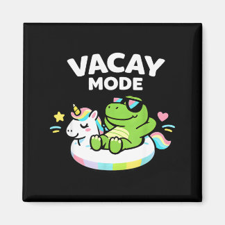 Vacay Mode Cute Dinosaur Unicorn Float Vacation Magnet