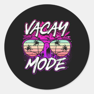 Vacay Mode Cute Vacation Summer Cruise Holiday Men Classic Round Sticker