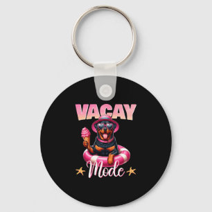 Vacay mode funny rottweiler dog swimming float key ring