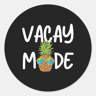 Vacay Mode Pineapple Summer Vacation Cruise Getawa Classic Round Sticker