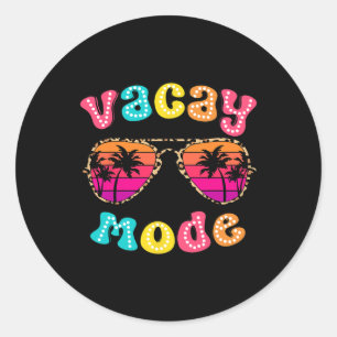 Vacay Mode Summer Vibes Sungles Retro Cute Girl Wo Classic Round Sticker